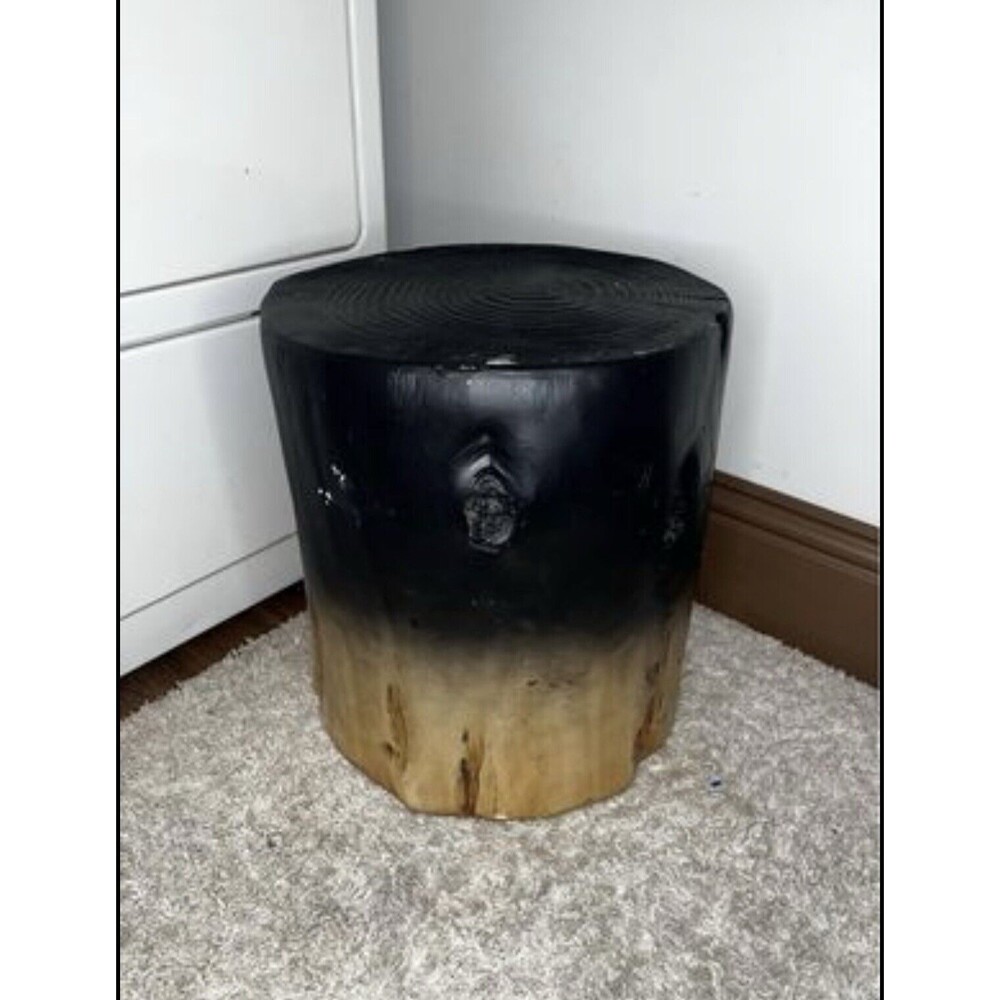 Irregular Ombre Wooden Stump Outdoor Patio Accent Table Natural - Threshold